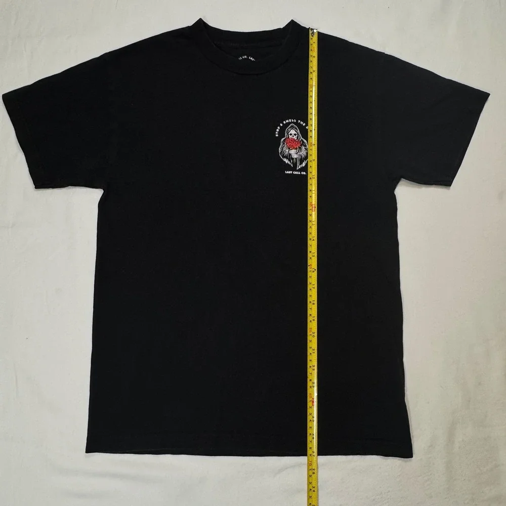 Last Call Co Grim Reaper Graphic Tee Black Medium Streetwear Skater Goth Punk